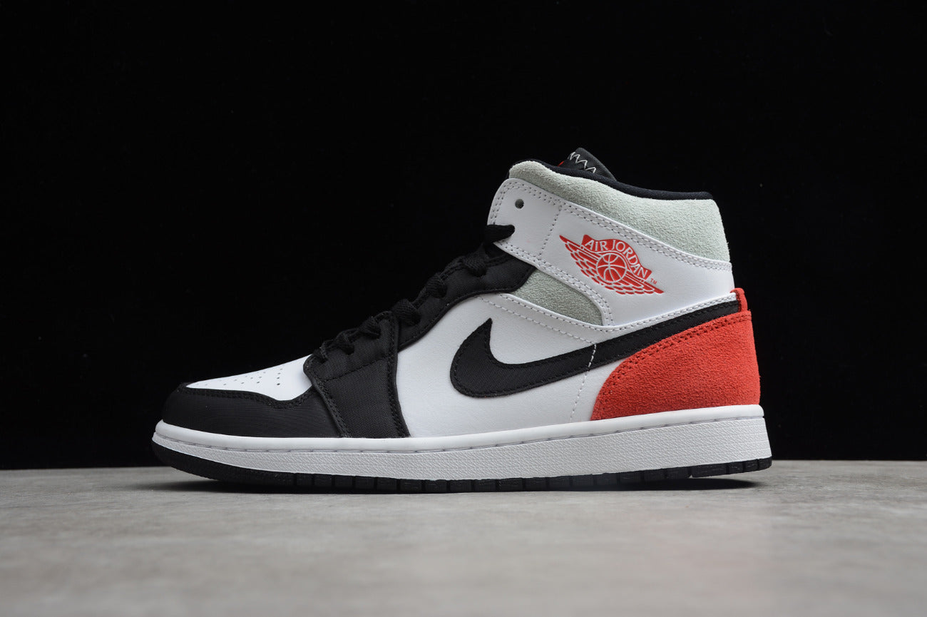 Air Jordan 1 Mid SE White Red Gray Black Toe