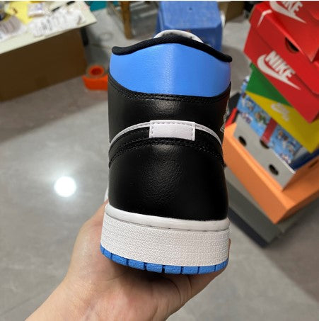 Air Jordan 1 Mid Top White Black-Royal Blue