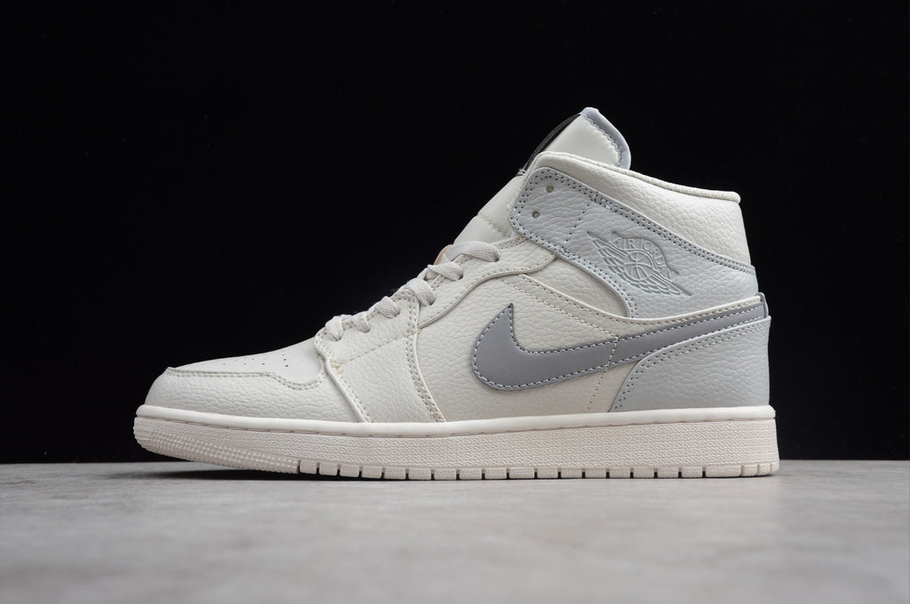 Air Jordan 1 Mid Rice White Gray