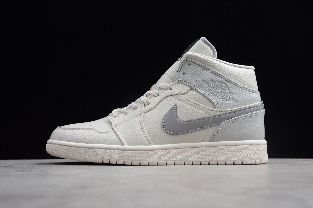 Air Jordan 1 Mid Rice White Gray