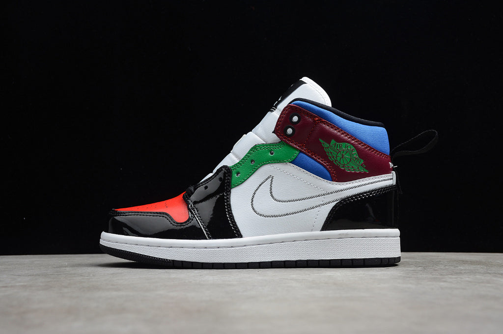 Air Jordan 1 Mid Black White Multi-Color