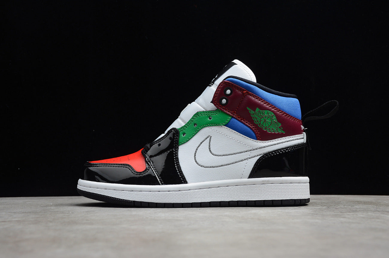 Air Jordan 1 Mid Black White Multi-Color
