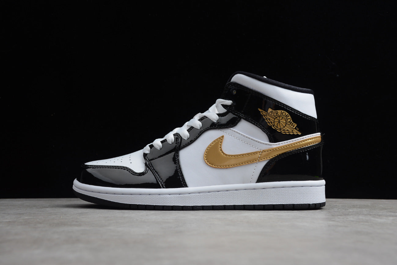 Air Jordan 1 Mid Black Gold Toe