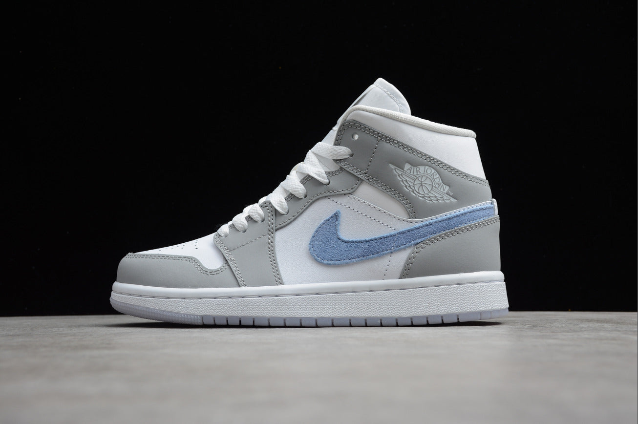 Air Jordan 1 Mid White Gray Blue