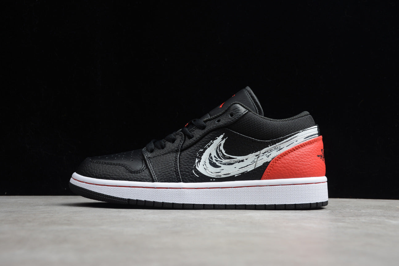 Air Jordan 1 Low Hand-painted Graffiti Black And Red