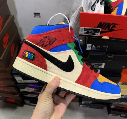 Air Jordan 1 Mid Colorful Stitching Corduroy