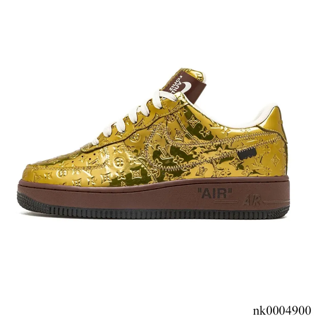 LV x Air Force 1 Low Virgil Abloh Metallic Gold Shoes Sneakers