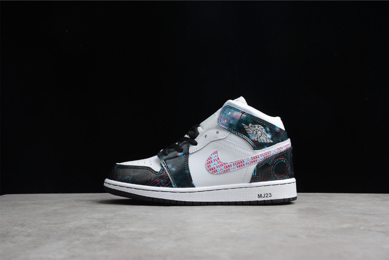 Air Jordan 1 Mid White Black Teal Tint
