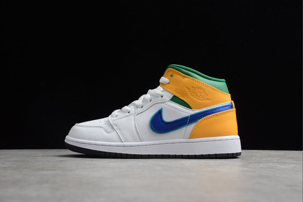 Air Jordan 1 Mid GS White Court Purple Teal
