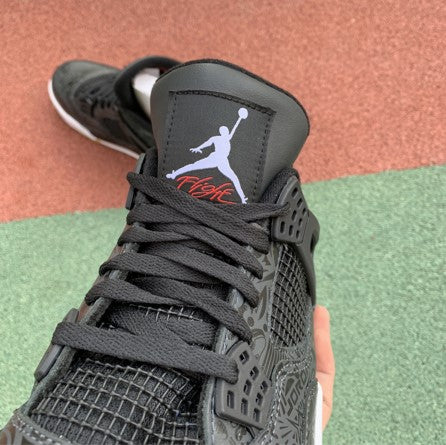Air Jordan 4 Black White Laser Graffiti