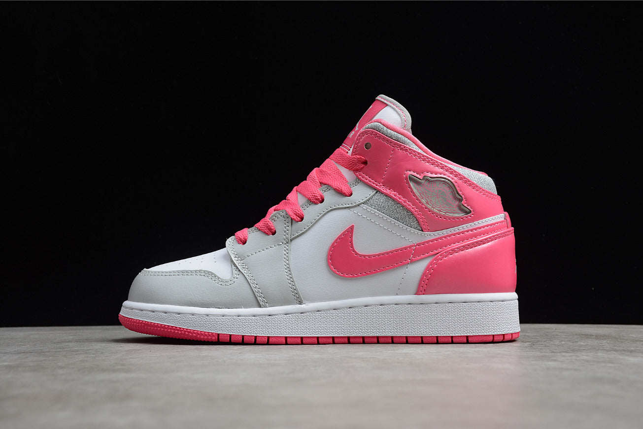 Air Jordan 1 Mid GS White Pink Silver