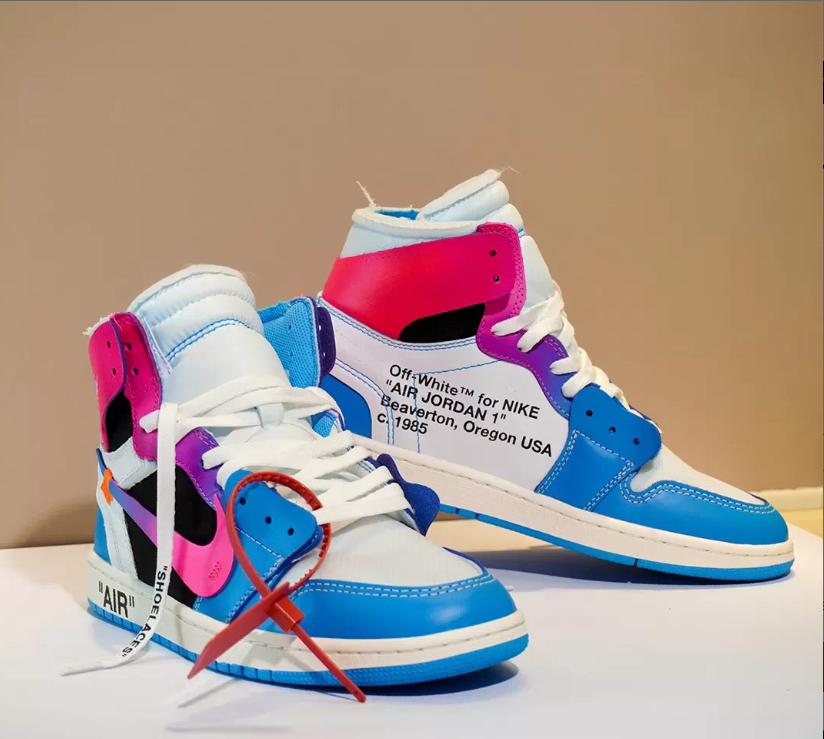 OFF-WHITE x Air Jordan 1 High Miami Vice Custom Shoes Sneakers