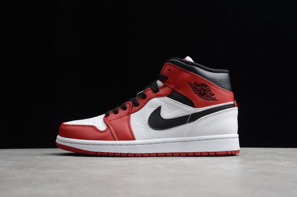 Air Jordan 1 Mid Black And White Red