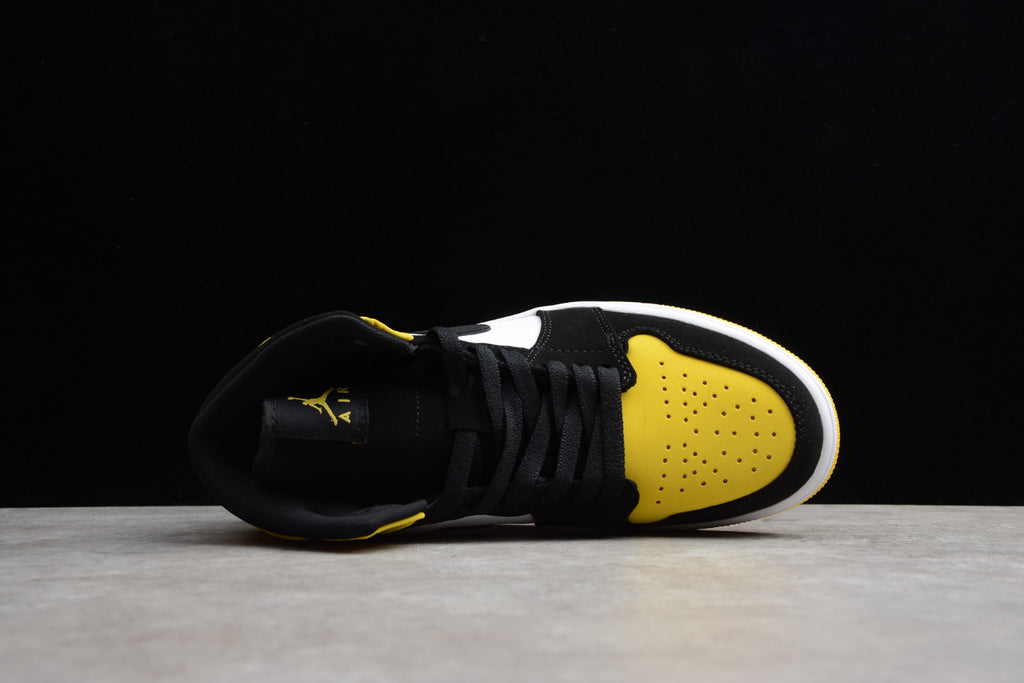 Air Jordan 1 Mid Toe Black And Yellow