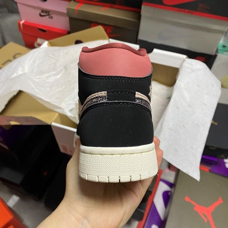 Air Jordan 1 Mid Burgundy Pink Black