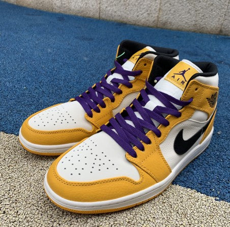 Air Jordan 1 Mid White Orange Purple Gold