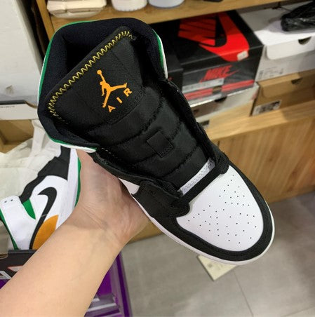 Air Jordan 1 Mid White Green And Orange