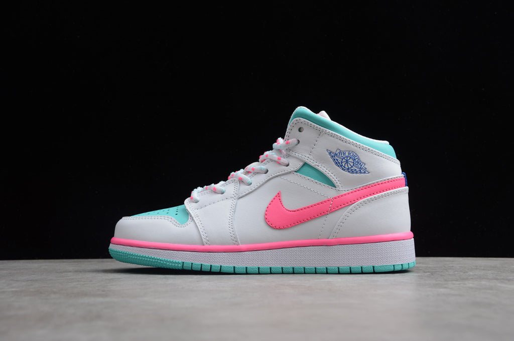 Air Jordan 1 Mid GS Aurora Green Pink