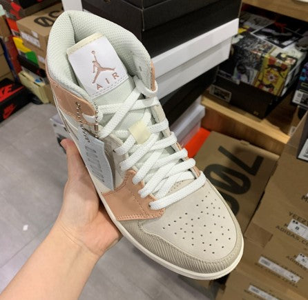 Air Jordan 1 Mid Beige Light Gray Stitching