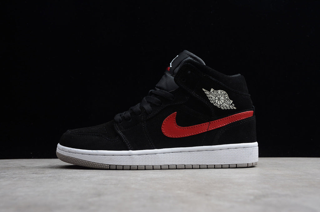 Air Jordan 1 Mid Swoosh Black Red