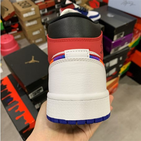 Air Jordan 1 Mid Red And Blue Color Hook