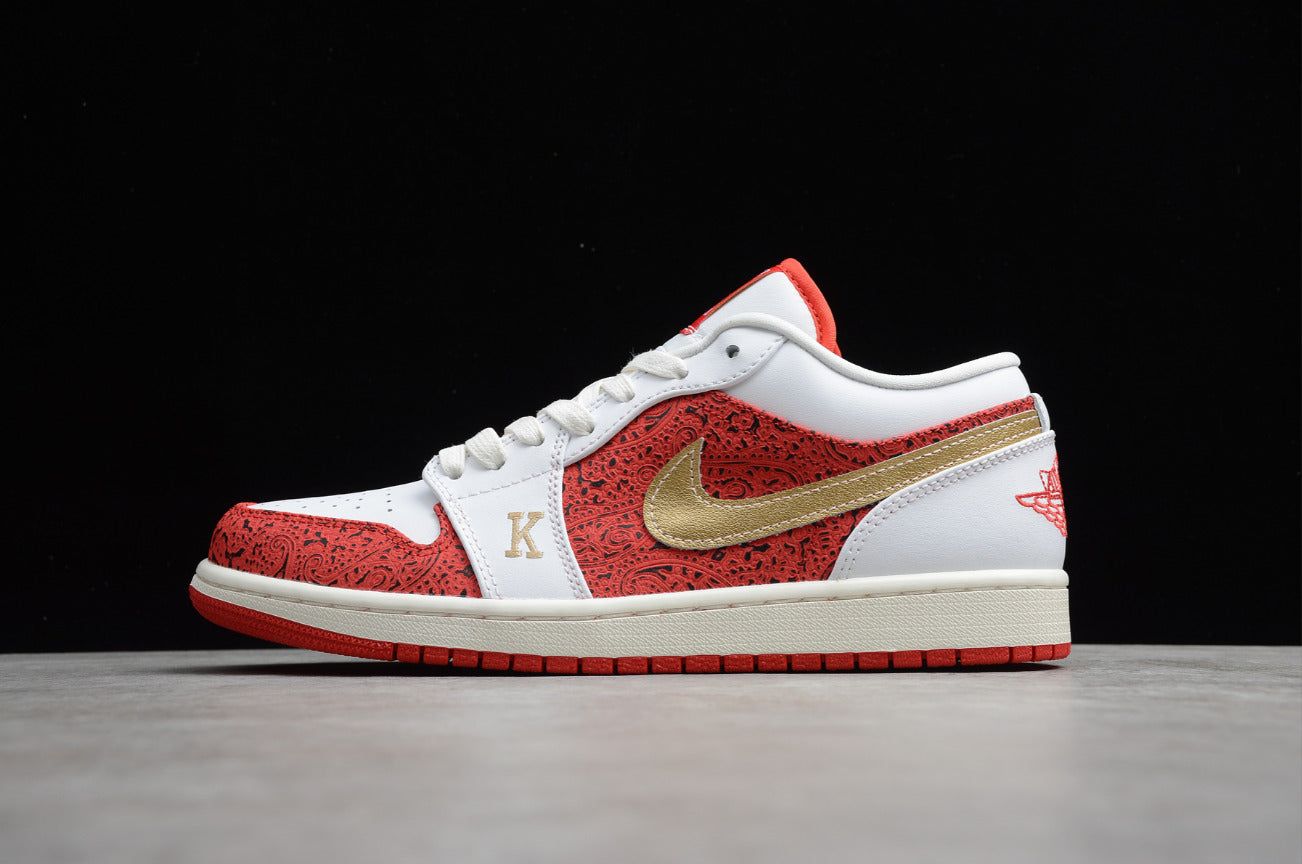 Air Jordan 1 Low White Red Poker