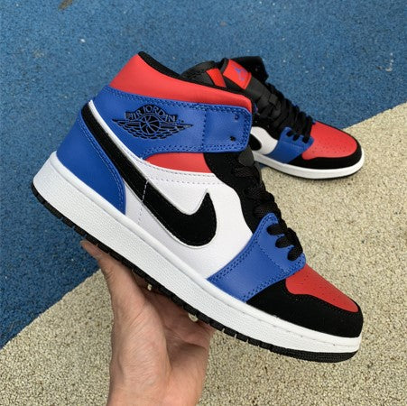 Air Jordan 1 Mid Stitching Black And Red Toe