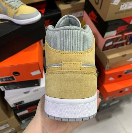 Air Jordan 1 Mid Gray Yellow