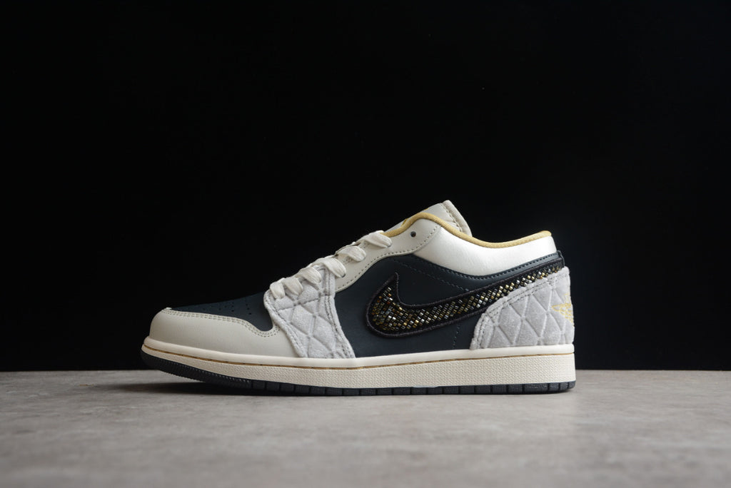 Air Jordan 1 Low Black Gray Satin