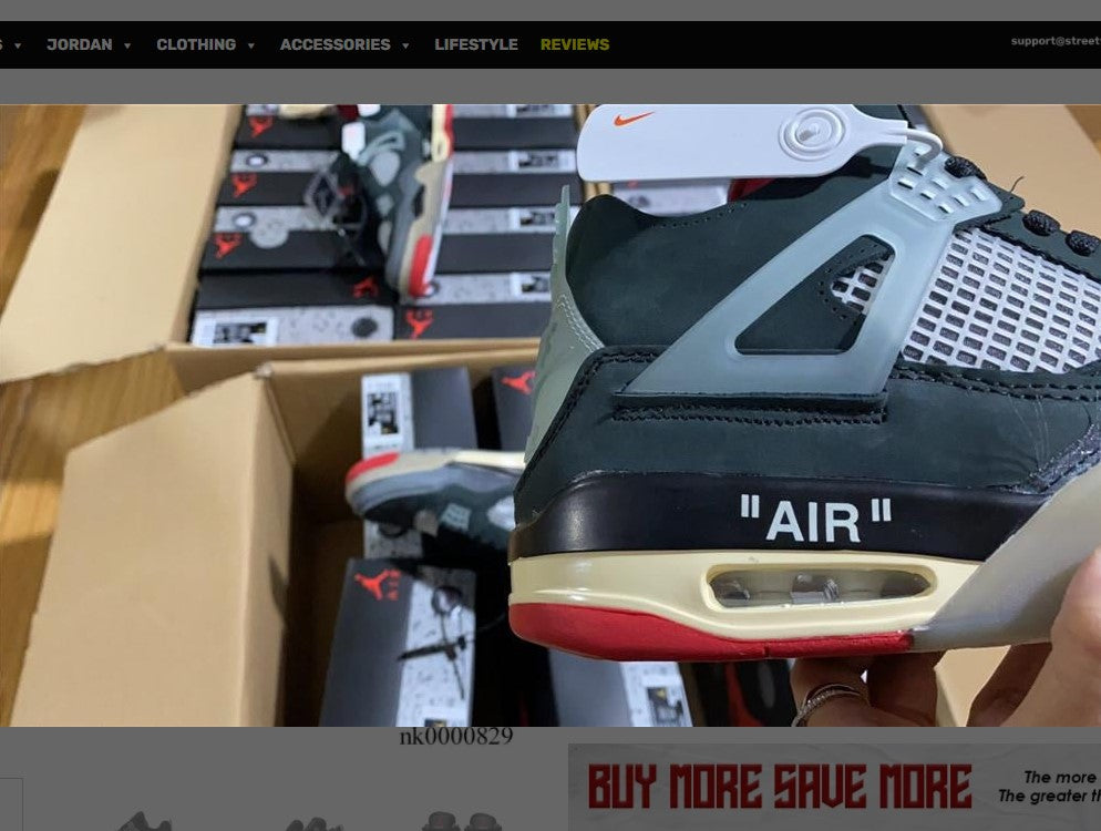 OFF-WHITE  x Air Jordan 4 Bred Shoes Sneakers