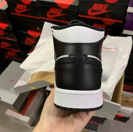 Air Jordan 1 Mid Black And White Reverse