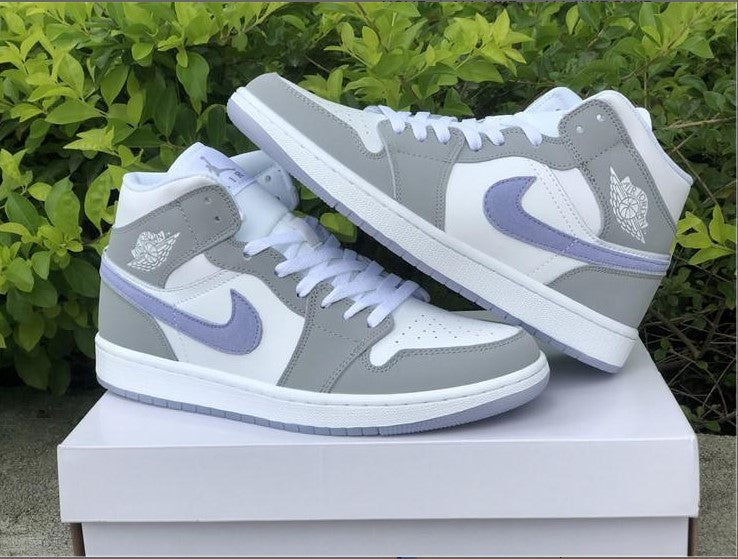 Air Jordan 1 Mid Wolf Grey Aluminum Shoes Sneakers