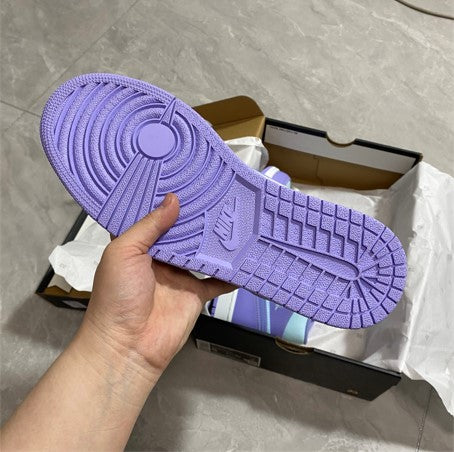 Air Jordan 1 Mid Top Purple Green