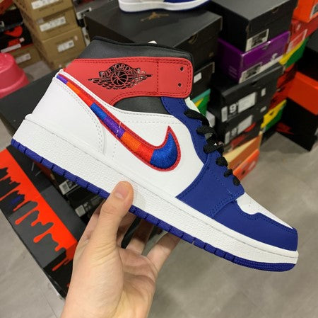 Air Jordan 1 Mid Red And Blue Color Hook