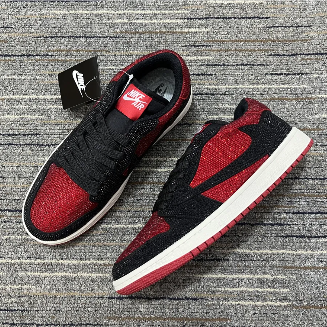 Air Jordan 1 Low Bred Crystal Sneakers
