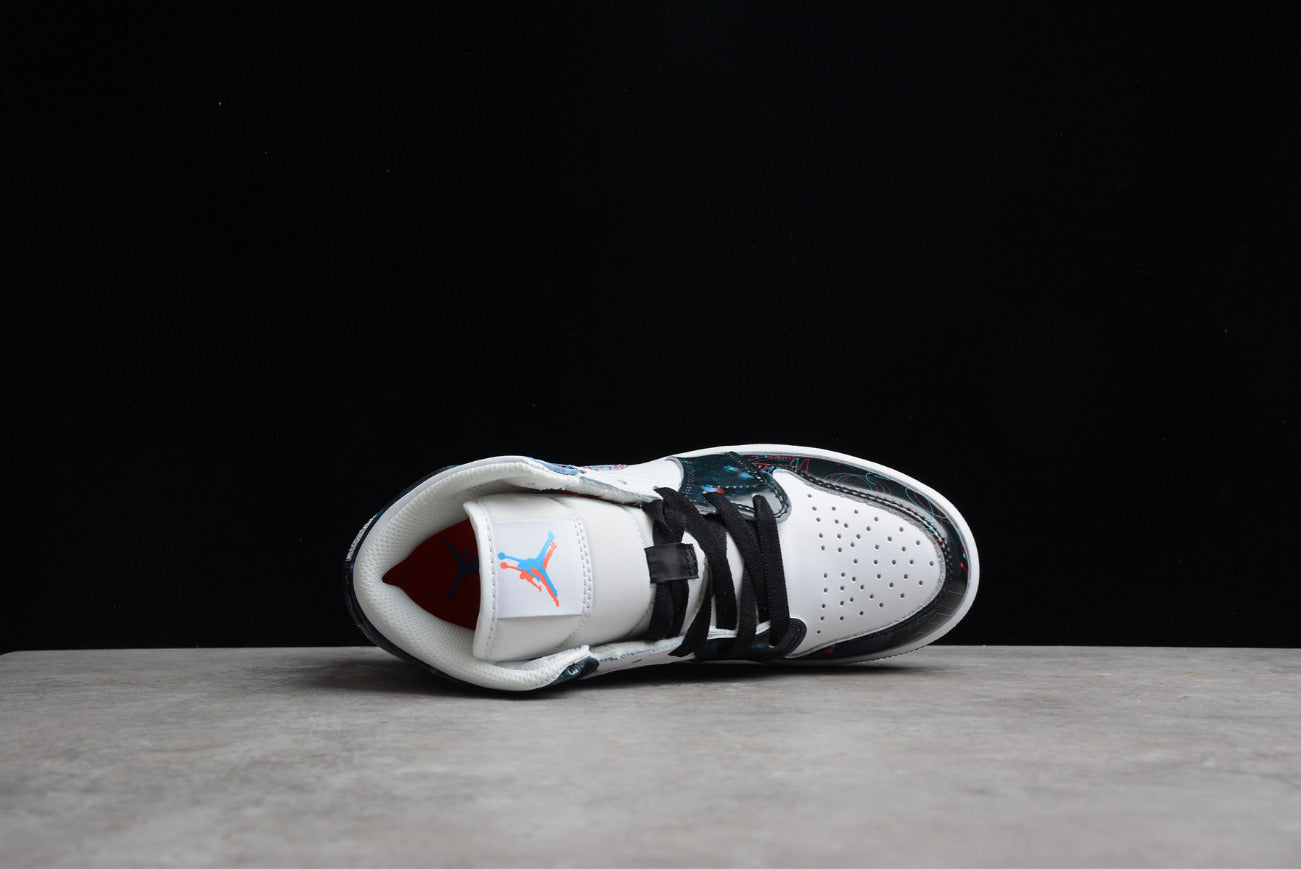 Air Jordan 1 Mid White Black Teal Tint