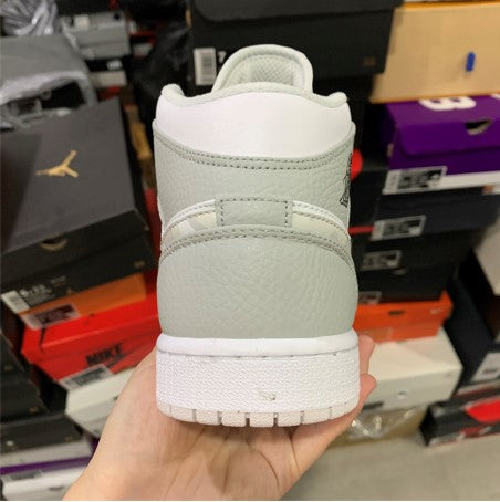Air Jordan 1 Mid Top White Grey