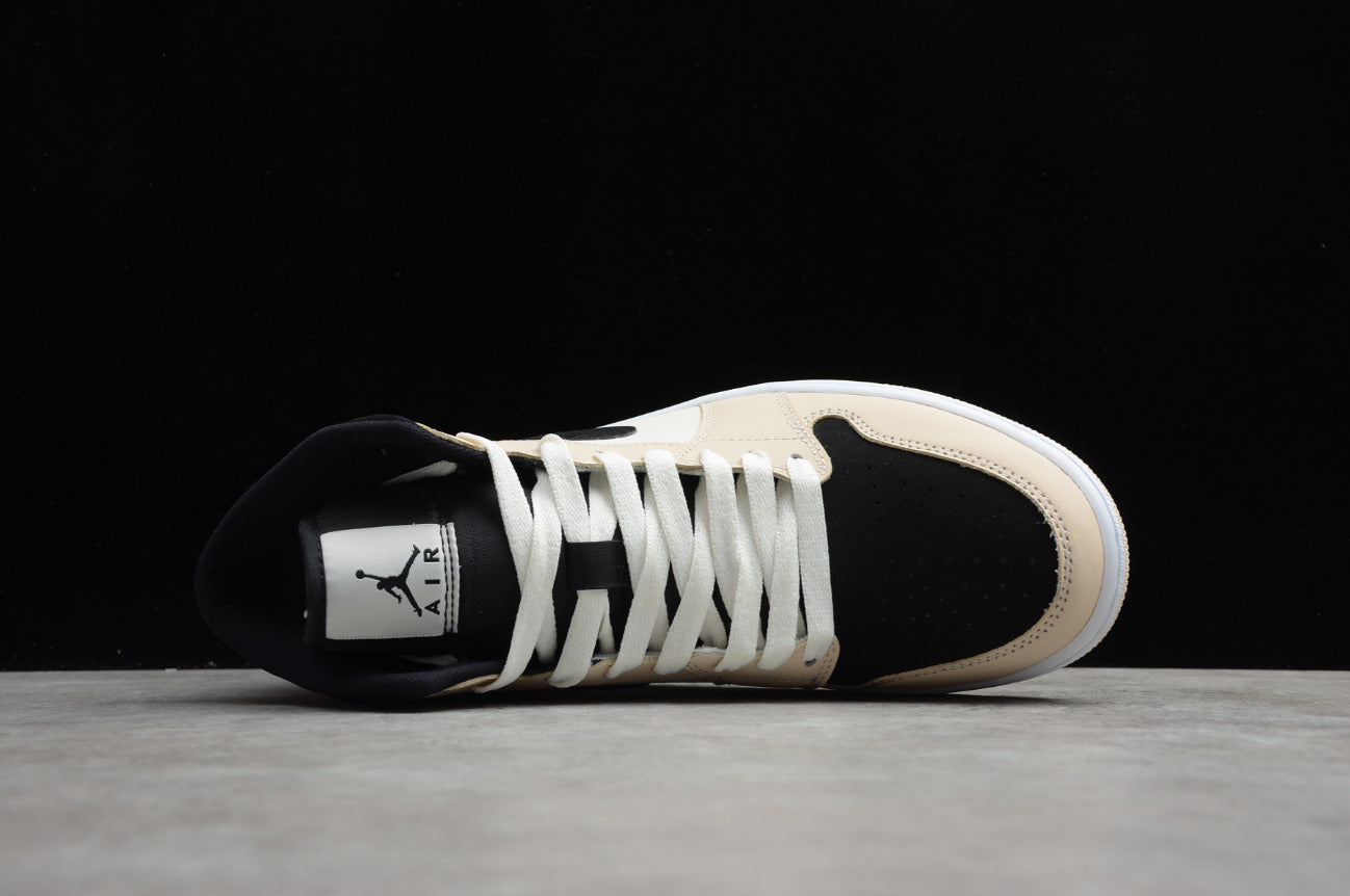 Air Jordan 1 Mid Black Grey Milk Tea