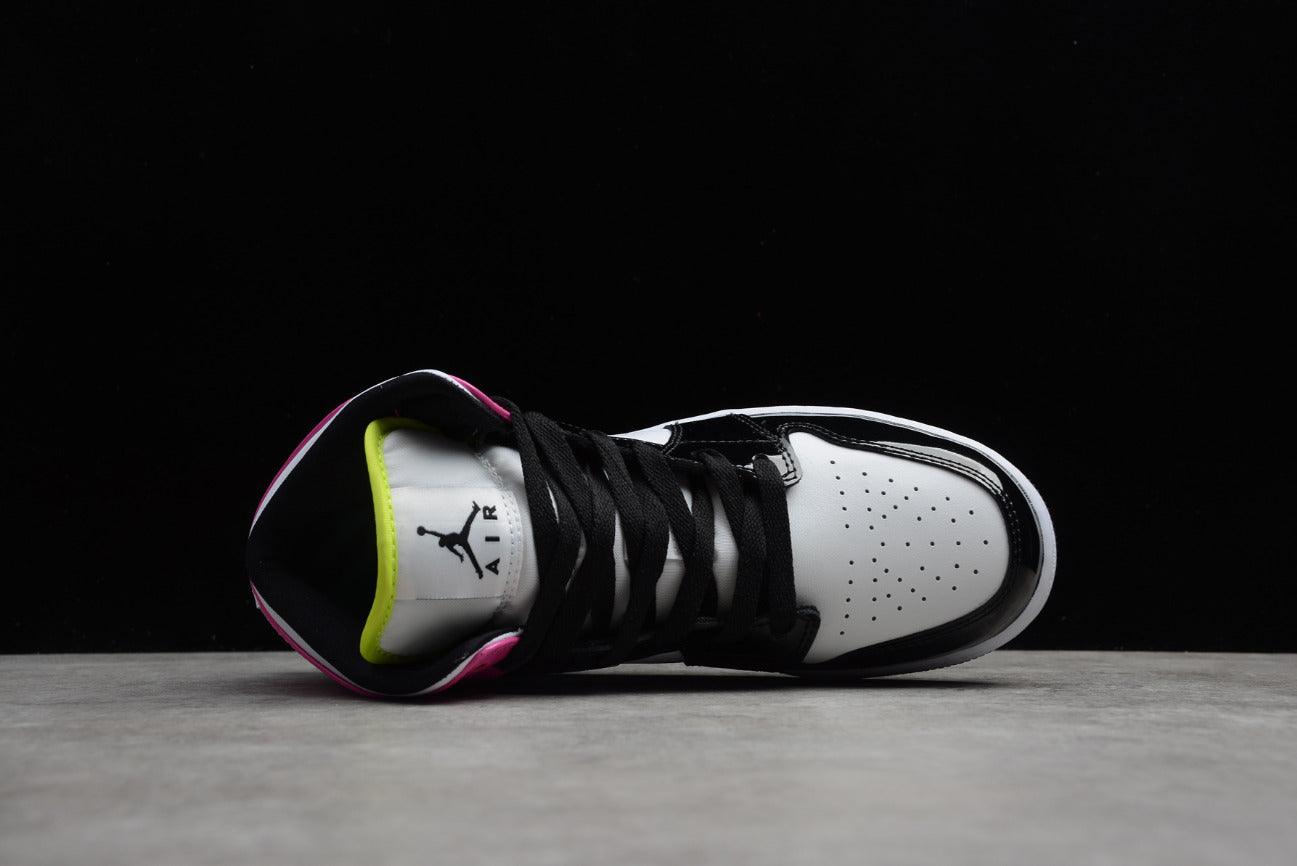 Air Jordan 1 Mid White Black Cyber Pink