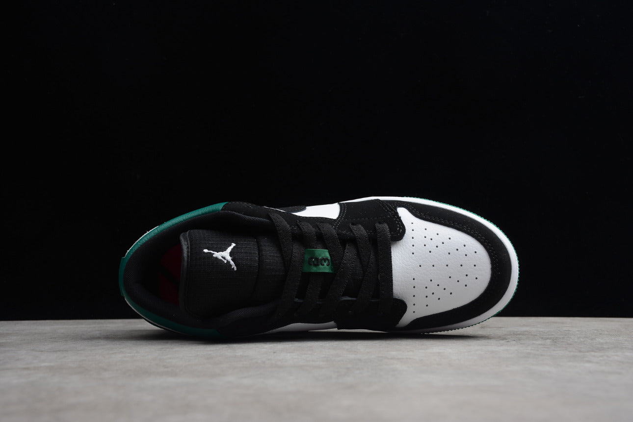 Air Jordan 1 Low Top Black And White Green