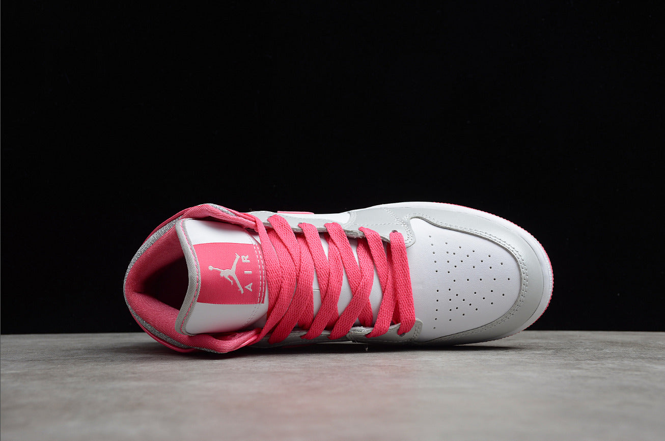 Air Jordan 1 Mid GS White Pink Silver