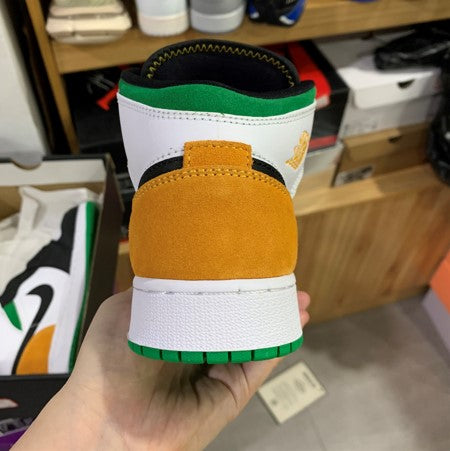 Air Jordan 1 Mid White Green And Orange