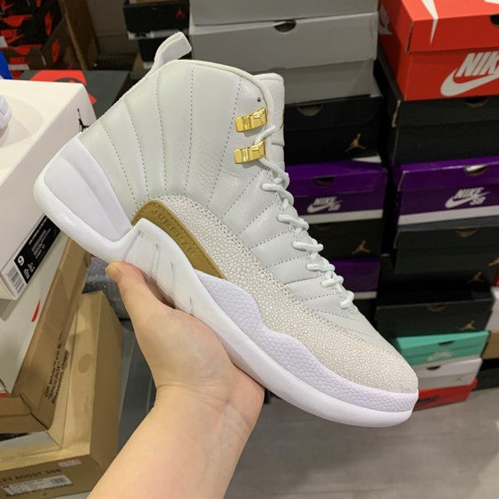 Air Jordan 12 White Platinum Owl x OVO