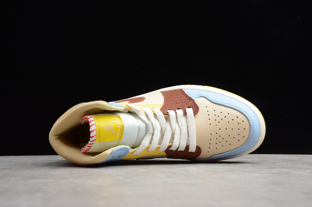 Air Jordan 1 Mid Yellow Blue Brown