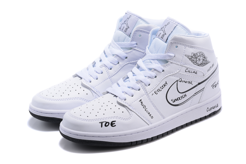 Air Jordan 1 Mid GS White Black Schematics