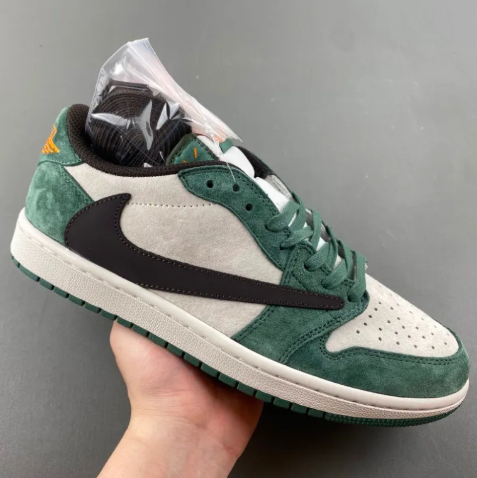 Travis Scott x Air Jordan 1 Low OG SP Green Velvet Shoes Sneakers