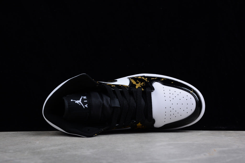 Air Jordan 1 Mid Patent Leather Black Gold