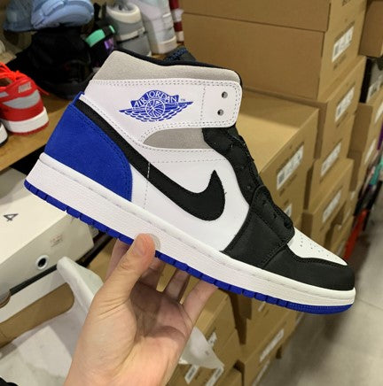 Air Jordan 1 Mid Black And White Blue