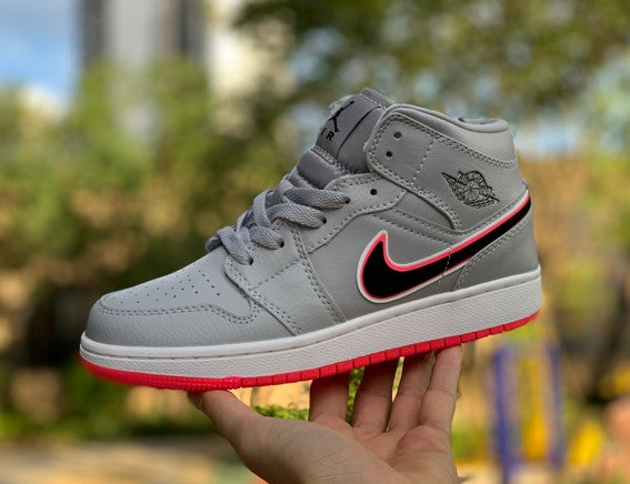 Air Jordan 1 MID GS Grey Red Pink