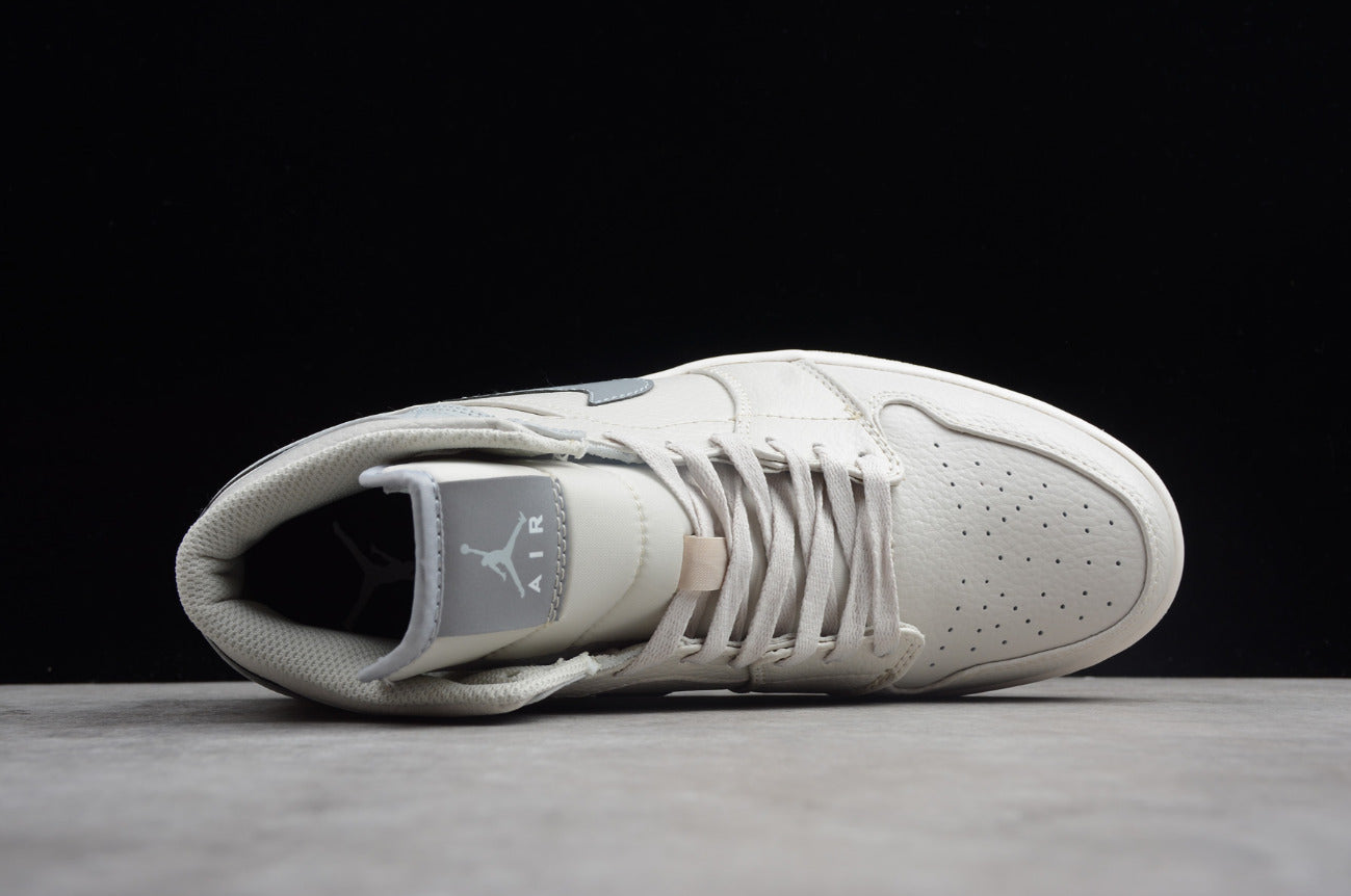 Air Jordan 1 Mid Rice White Gray